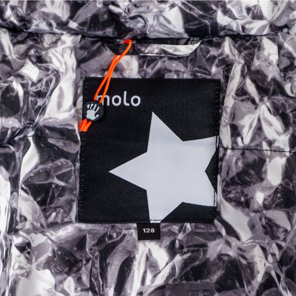 Molo Hildegarde Silver Foil Kids Girls Puffer Jacket + Hood | EU 128 (US 8) - Picture 7 of 9